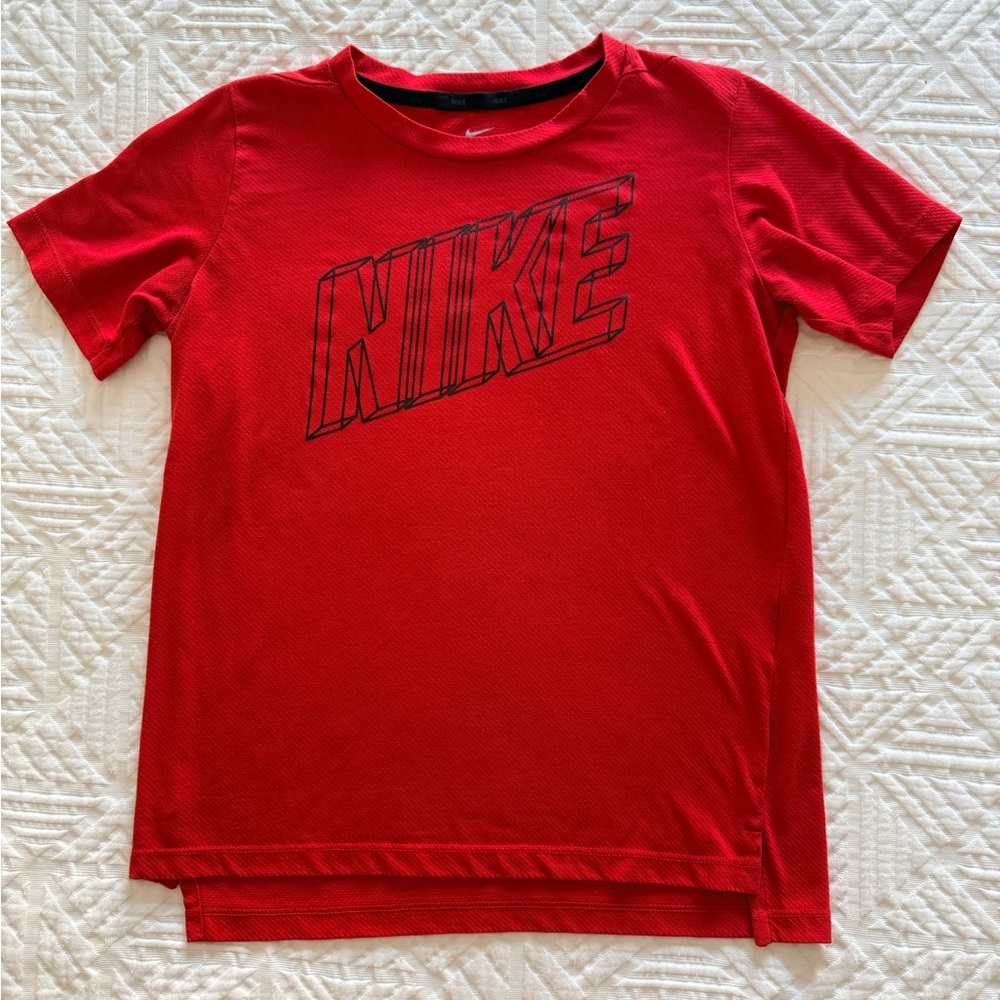 Nike Kids' Red Graphic Logo Short Sleeve Dri-Fit Tee